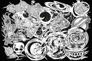 Space surrounded by staint ink tattoo idea