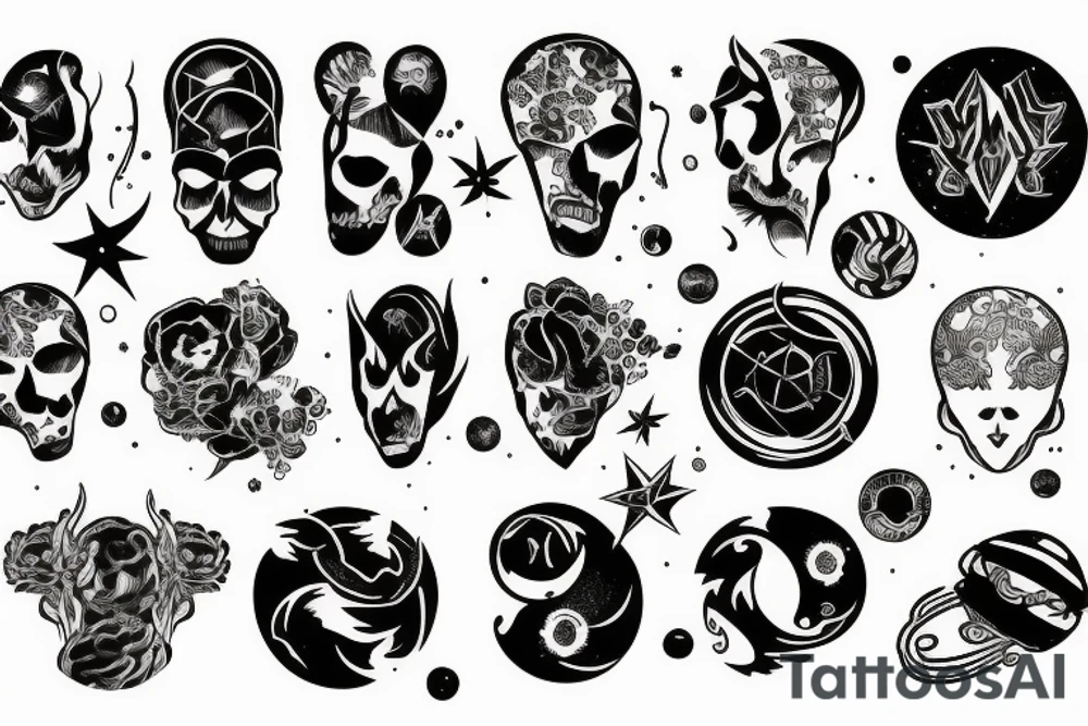 Space surrounded by staint ink tattoo idea