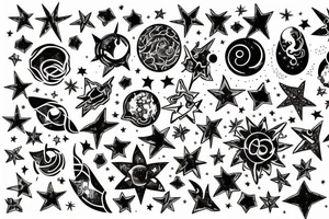 universe and stars  surrounded by staint ink tattoo idea