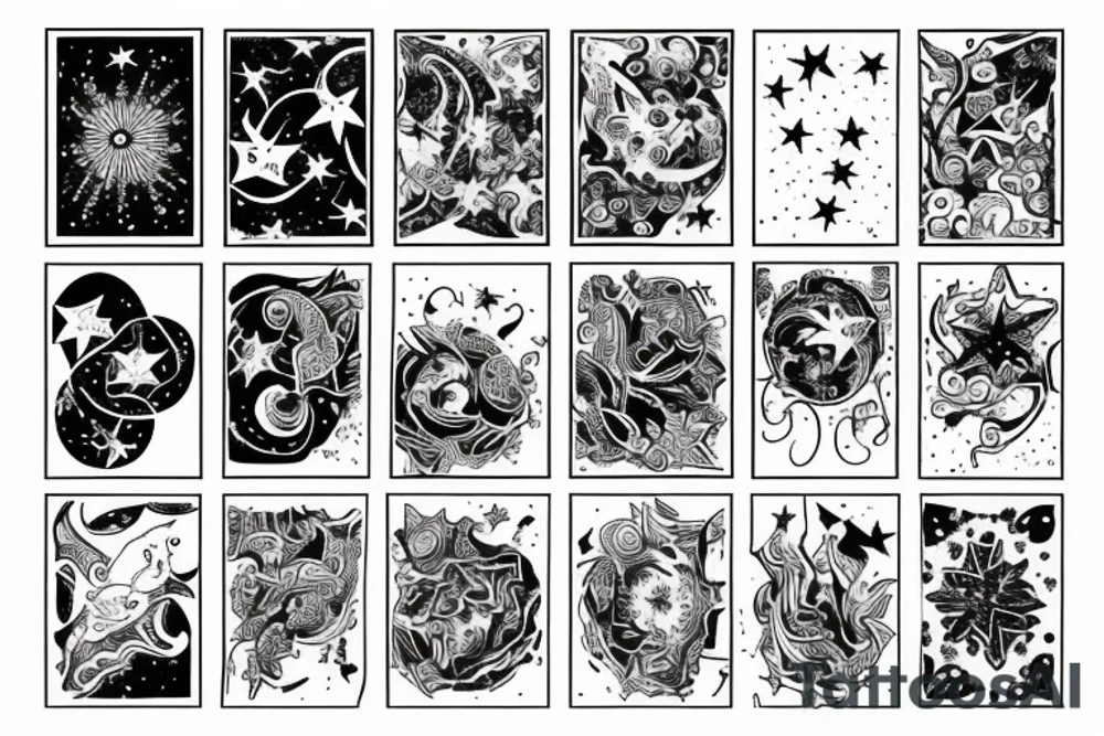 universe and stars  surrounded by staint ink tattoo idea