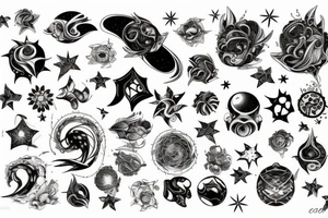 universe and stars  surrounded by staint ink tattoo idea
