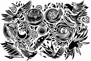 planet carried in the claws of a small bird tattoo idea