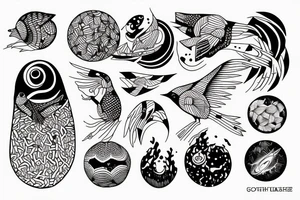 planet clutched in the claws of a small bird tattoo idea