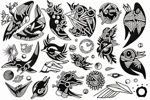 planet clutched in the claws of a small bird tattoo idea