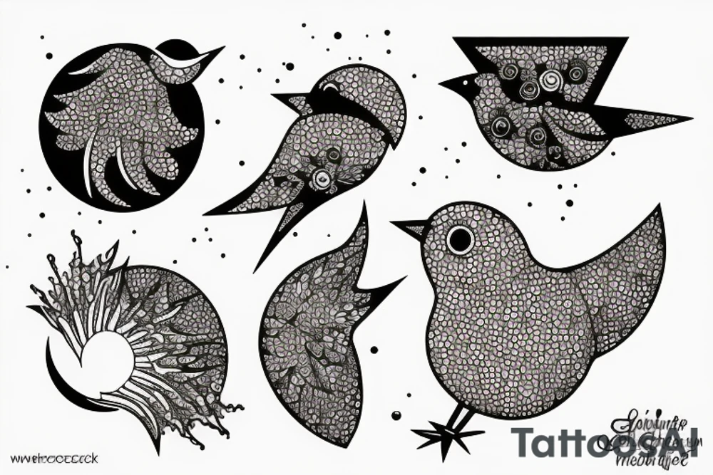 planet clutched in the claws of a small bird tattoo idea