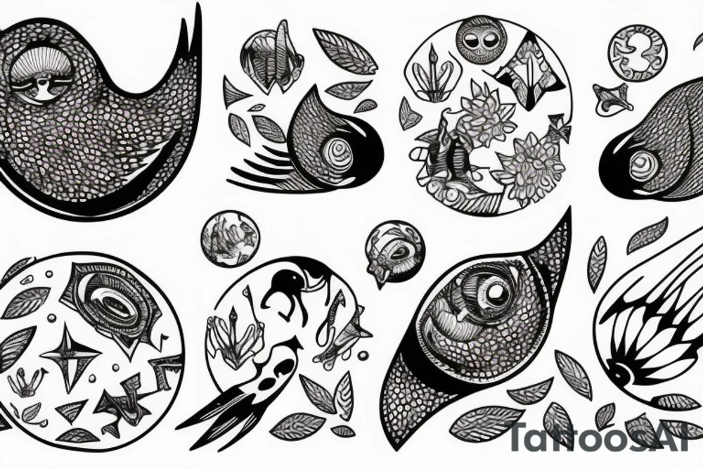 planet clutched in the claws of a small bird tattoo idea