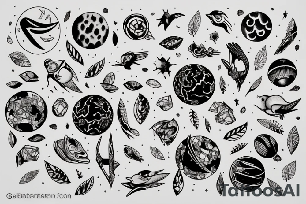 planet clutched in the claws of a small bird tattoo idea