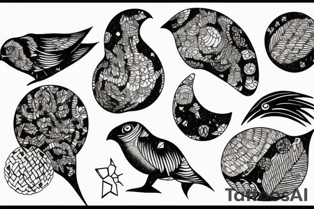planet clutched in the claws of a small bird tattoo idea