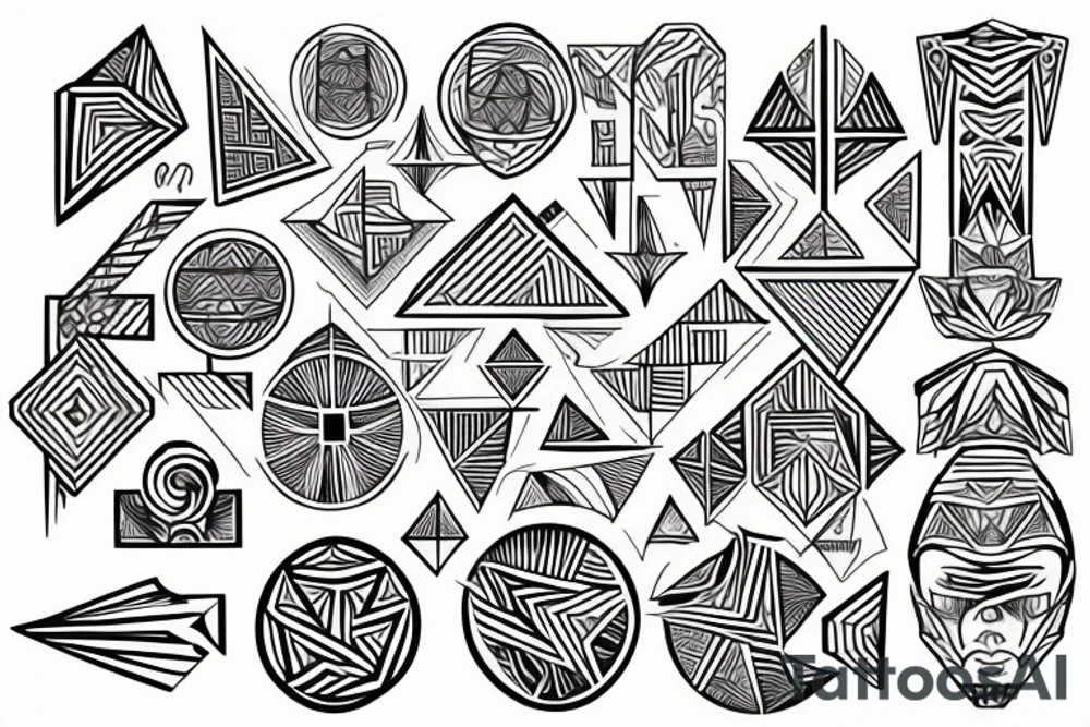 Lines and  Geometry with Mixed FIlipino design and create empowerment meaning tattoo idea
