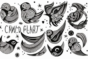 planet clutched in the claws of a small bird tattoo idea