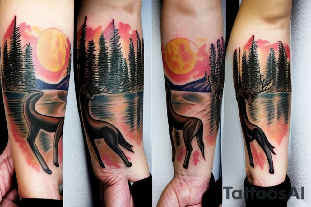 Wilderness mountains wildlife hunting texas tattoo idea