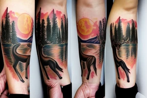 Wilderness mountains wildlife hunting texas tattoo idea