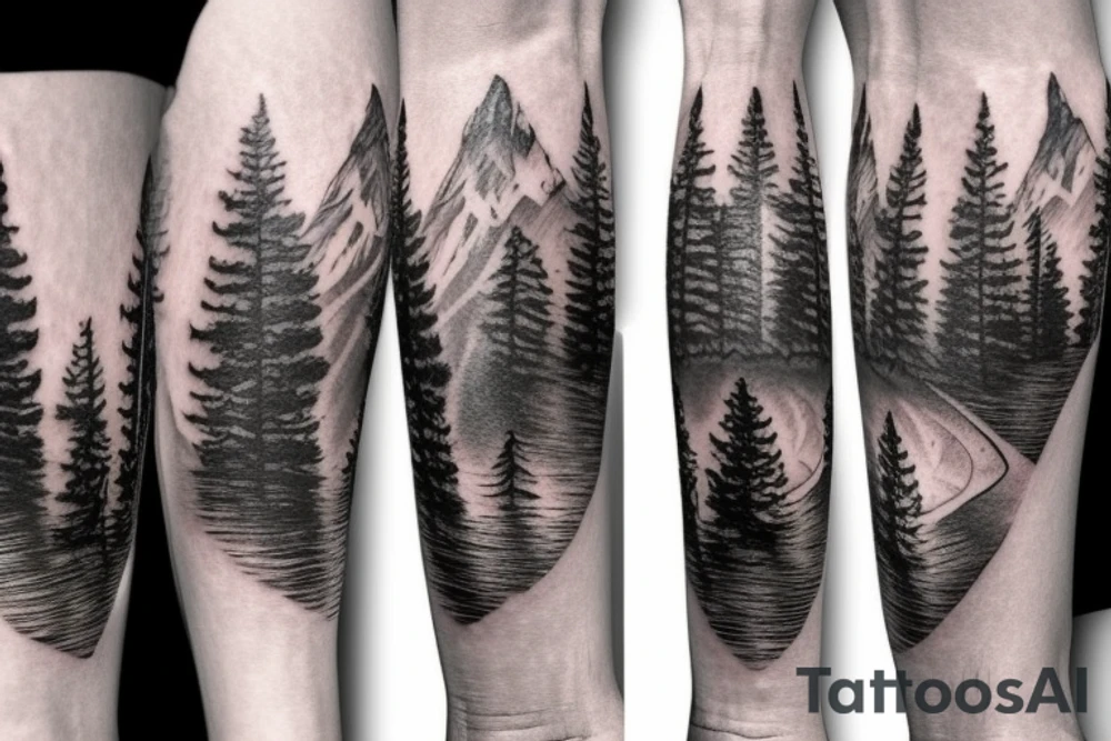 Wilderness mountains wildlife hunting texas tattoo idea