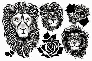 Lettres L R un lion et une rose tattoo idea