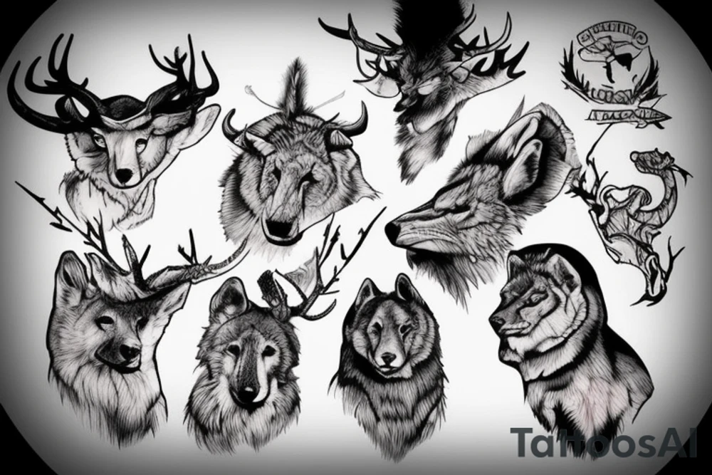 mountains wildlife hunting tattoo idea