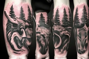 mountains wildlife hunting tattoo idea