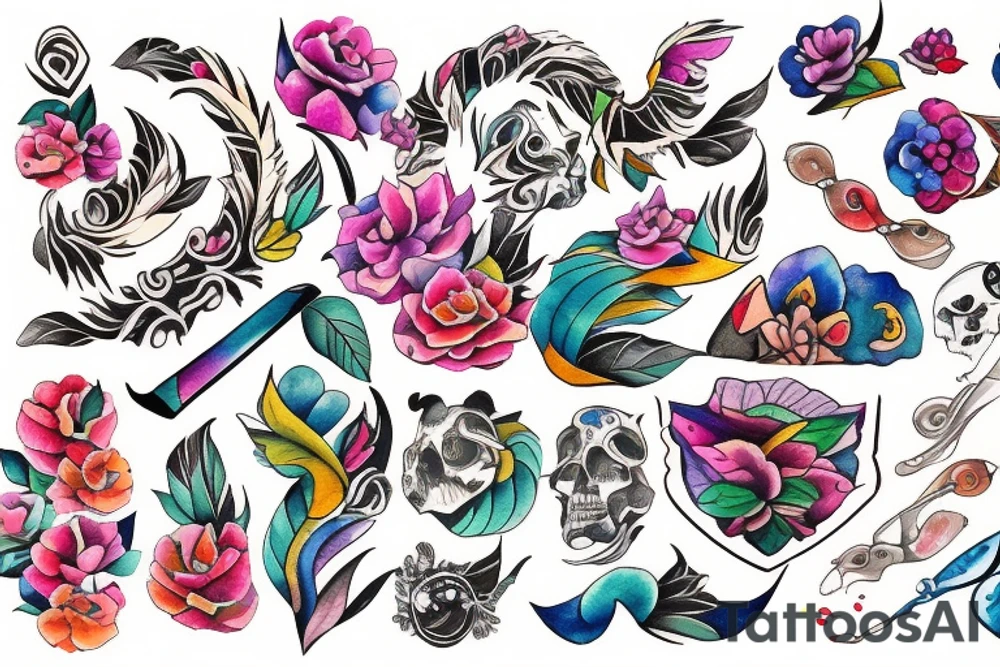 Watercolor with Mixed FIlipino design and create empowerment meaning tattoo idea