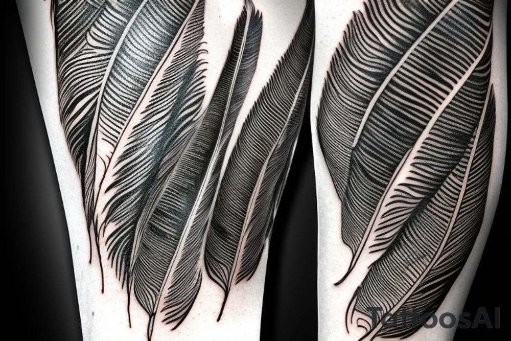Two Guinea Fowl Feathers in a native American arm band tattoo idea