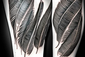 Two Guinea Fowl Feathers in a native American arm band tattoo idea