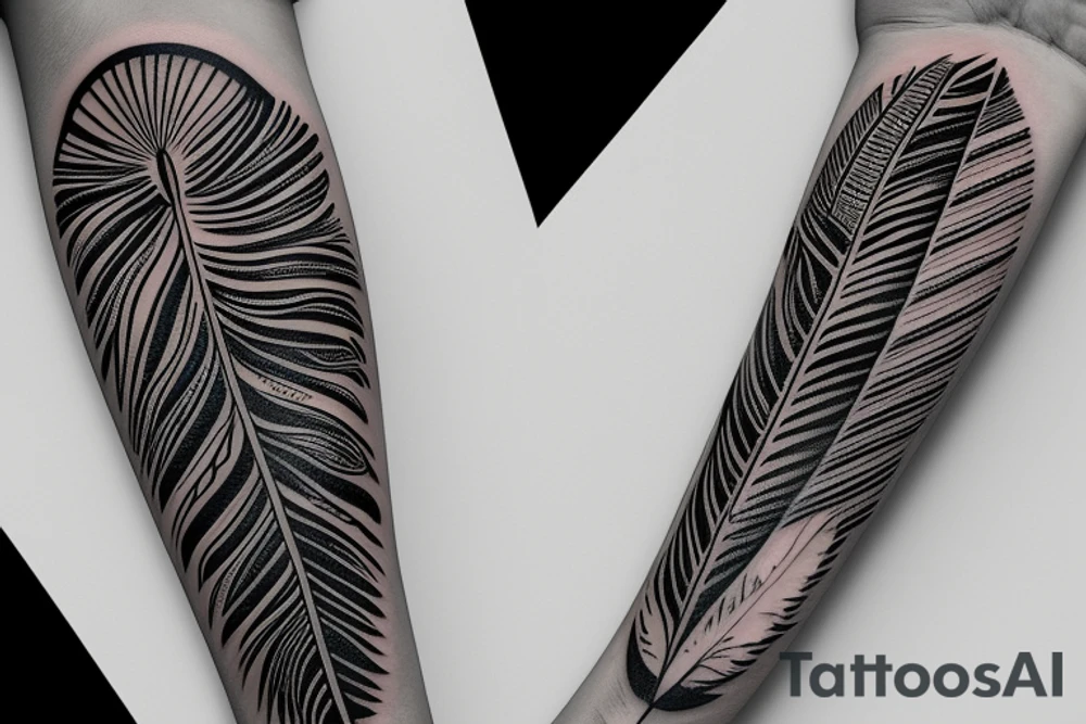 Two spotted Feathers in a native American arm band tattoo idea