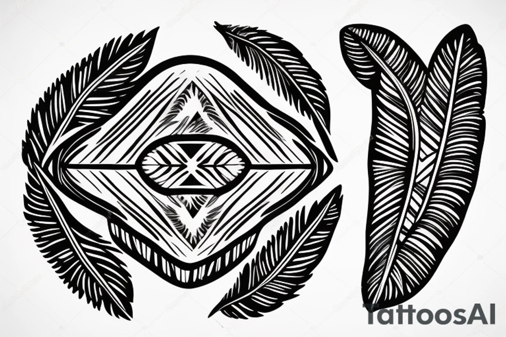 Two spotted Feathers in a native American arm band tattoo idea