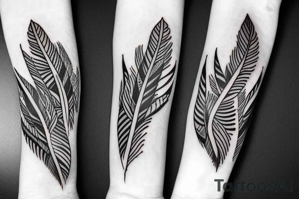 native American arm band with feathers tattoo idea