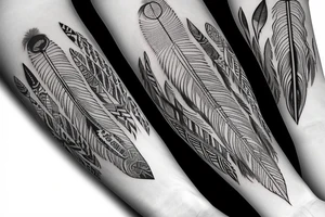 native American arm band with feathers tattoo idea