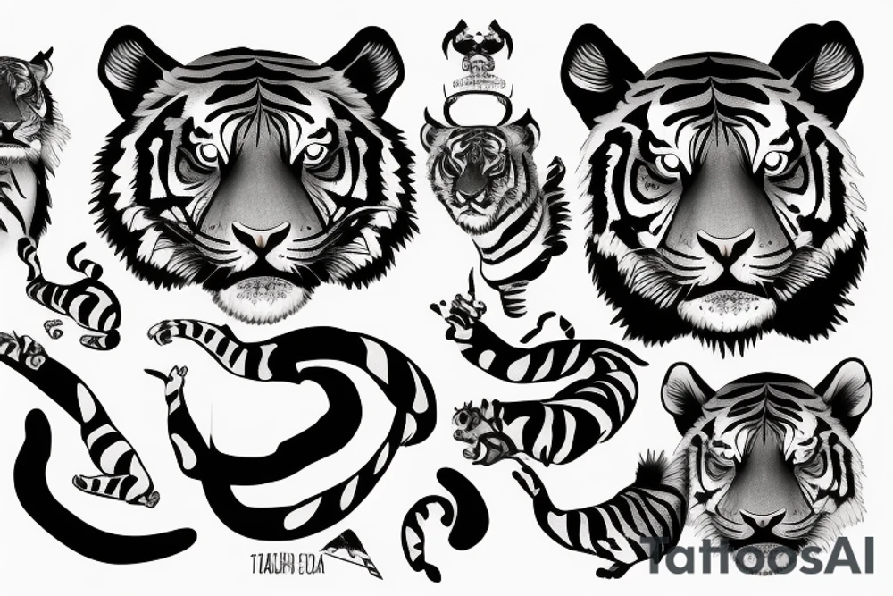 tiger roaring tattoo idea