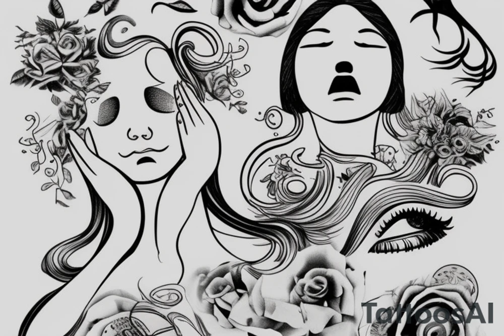 girl crying looking at floor tattoo idea