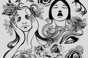 girl crying looking at floor tattoo idea