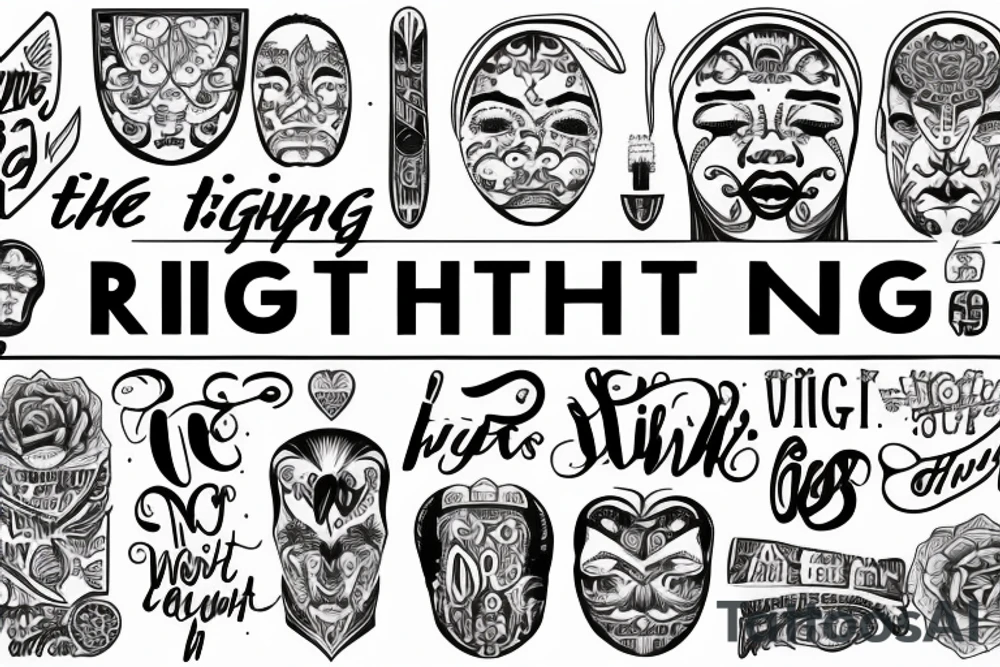 Text saying "THE RIGHT THING". Words are aligned vertically tattoo idea Text saying "THE RIGHT THING". Words are aligned vertically tattoo idea