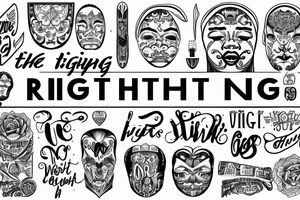 Text saying "THE RIGHT THING". Words are aligned vertically tattoo idea