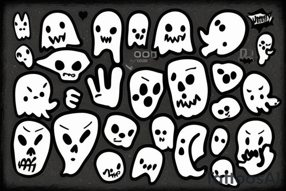 2d ghost with middle finger tattoo idea