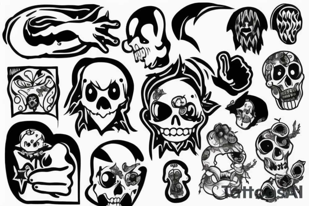 2d ghost with middle finger tattoo idea