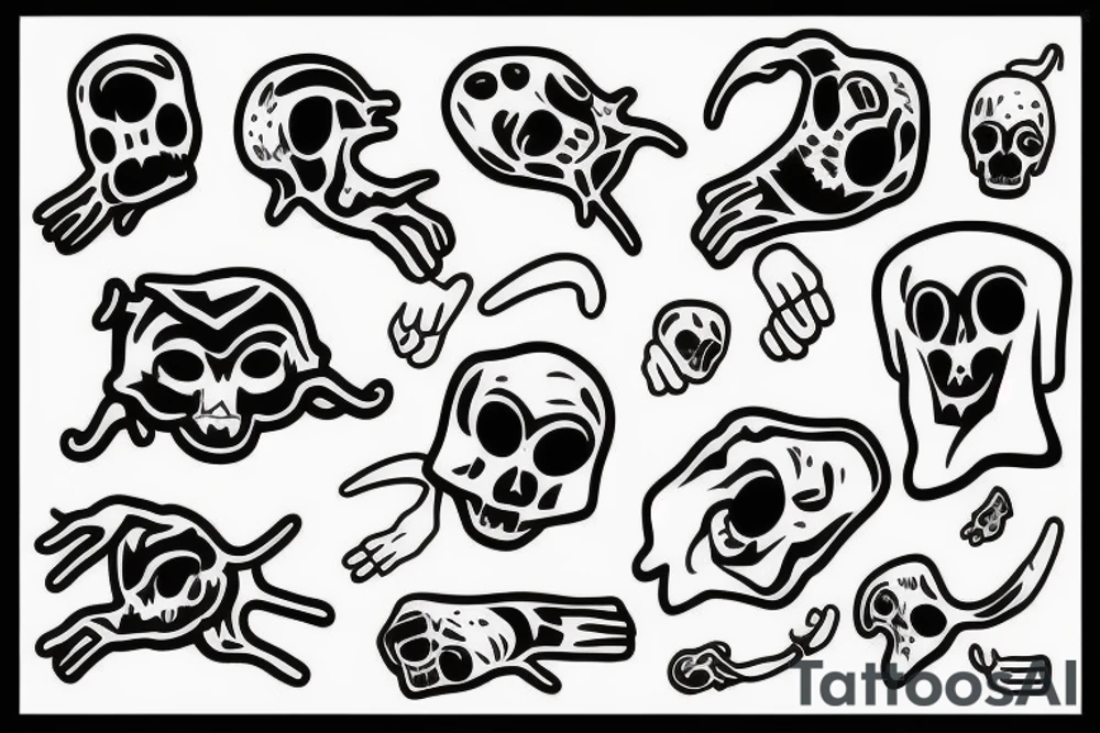 2d ghost with middle finger tattoo idea