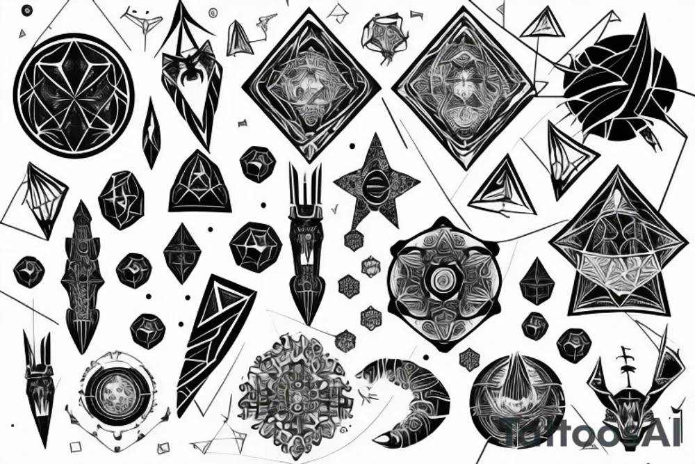 Castle dark sky night geometric pattern fantasy tattoo idea Castle dark sky night geometric pattern fantasy tattoo idea