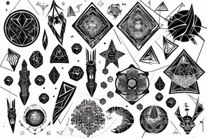 Castle dark sky night geometric pattern fantasy tattoo idea