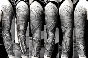 Castle dark sky night sleeve tattoo idea