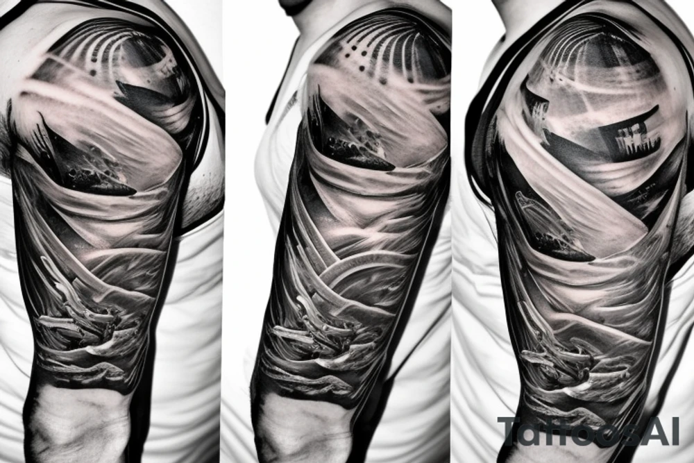 Castle dark sky night sleeve tattoo idea