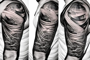 Castle dark sky night sleeve tattoo idea