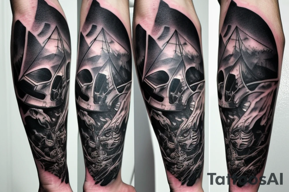 Castle dark sky night sleeve void settler tattoo idea