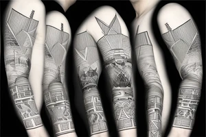 Castle dark sky night sleeve void settler tattoo idea