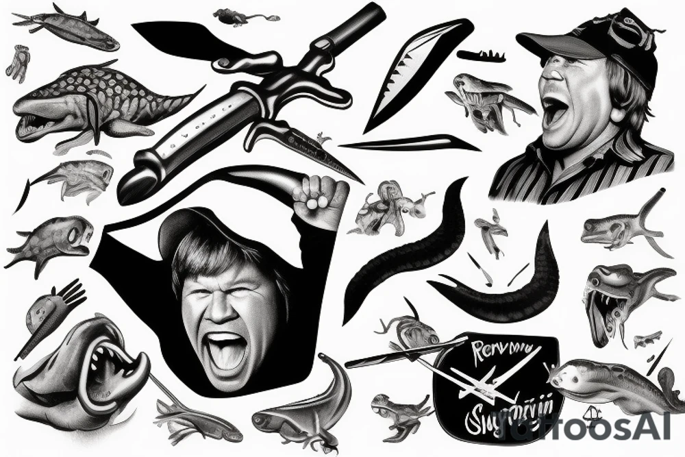 Steve Irwin being stabbed by  Monterey tattoo idea
