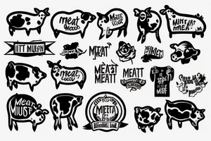 Little pig, little cow, and little ship with the sign "Meat is murder" tattoo idea