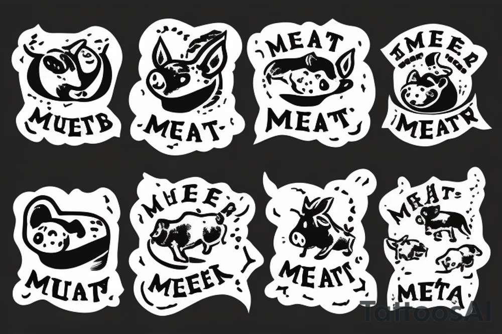 Little pig, little cow, and little ship with the sign "Meat is murder" tattoo idea