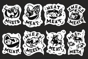 Little pig, little cow, and little ship with the sign "Meat is murder" tattoo idea