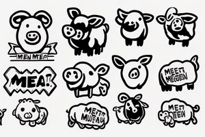 Little pig, little cow, and little sheep with the text "Meat is murder" tattoo idea