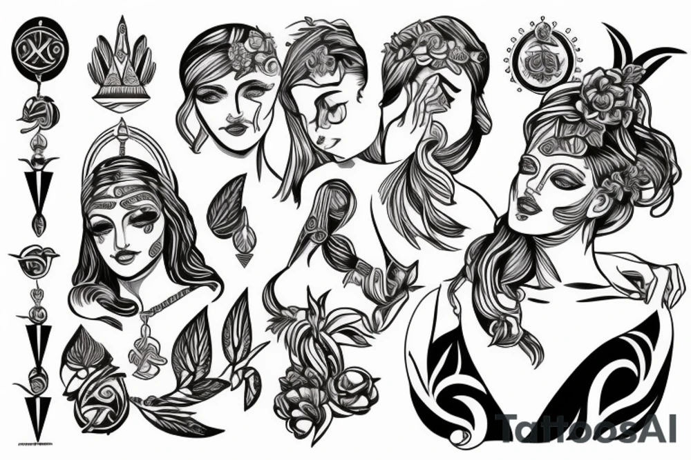 greek goddess, strength, power tattoo idea