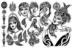 greek goddess, strength, power tattoo idea