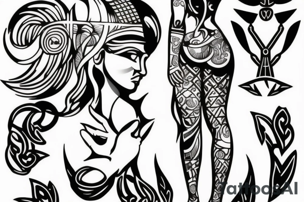 greek goddess, strength, power tattoo idea